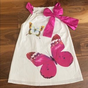 Halabaloo white dress with butterflies. Size 6x.